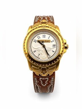 Michel Jordi Spirit Of The West Western Heavy Gold Plated Womens Swiss Watch